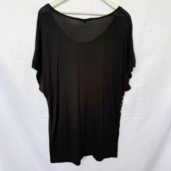 Sandro Black Leopard Graphic Oversized Loose Fit T-shirt - Picture 2 of 5